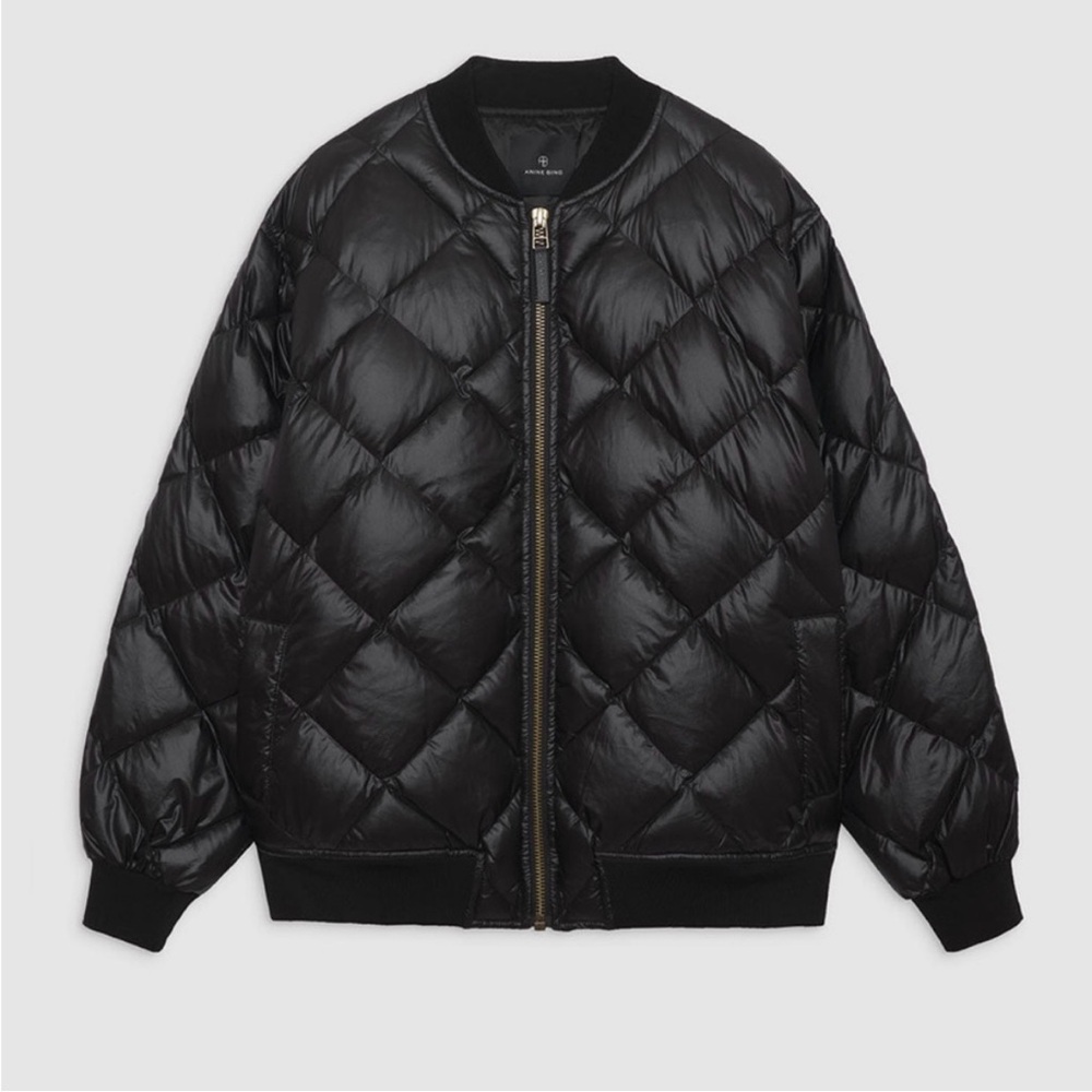 Anine Bing Leo Puffer Coat / Woman’s Extra Small XS Black with Gold Zipper - Picture 2 of 13